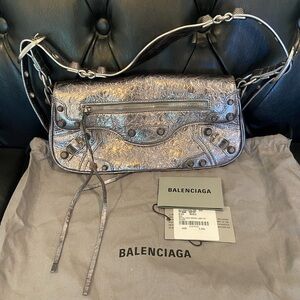 Balenciaga Metallized Cagole Arena Lamb Silver